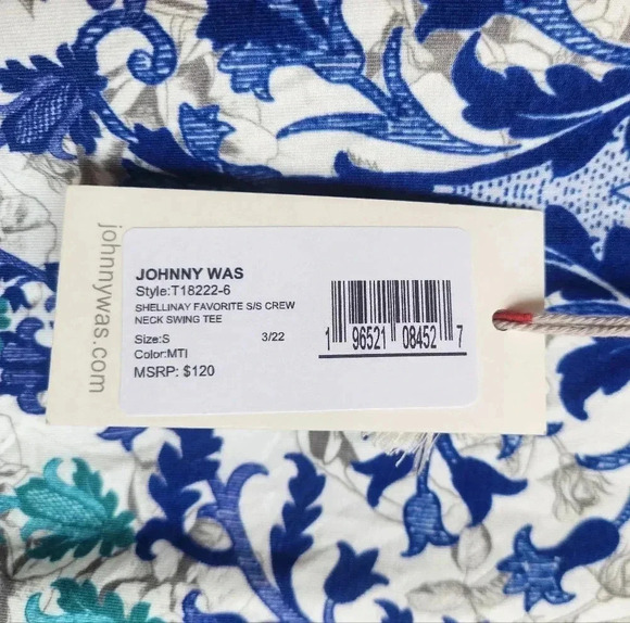 Johnny Was NWT Shellinay Favorite Short Crew Swing Shirt Tee Colorful Floral SM - Picture 7 of 11